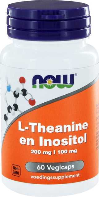 NOW L-Theanine 200 mg en Inositol 100 mg 60 vcaps