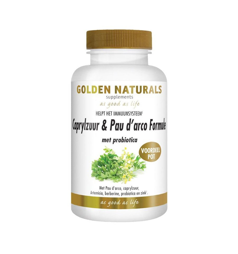 Golden Naturals Caprylzuur & pau d arco formula 180 vcaps